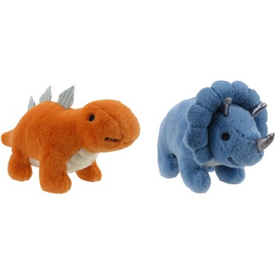 Linzy Toys Linzy Toys Dino Squeaky Plush Dog Toy, 7-in, 2 count, Orange/Blue