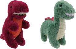 Linzy Toys Dino Squeaky Plush Dog Toy, 7-in, 2 count, Green/Red