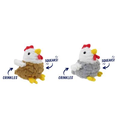 Show full view: Linzy Toys Rooster Squeaky Plush Dog Toy, Brown/Gray, 5-in, 2 count slide 2 of 6