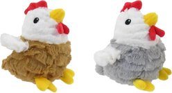 Linzy Toys Rooster Squeaky Plush Dog Toy, Brown/Gray, 5-in, 2 count