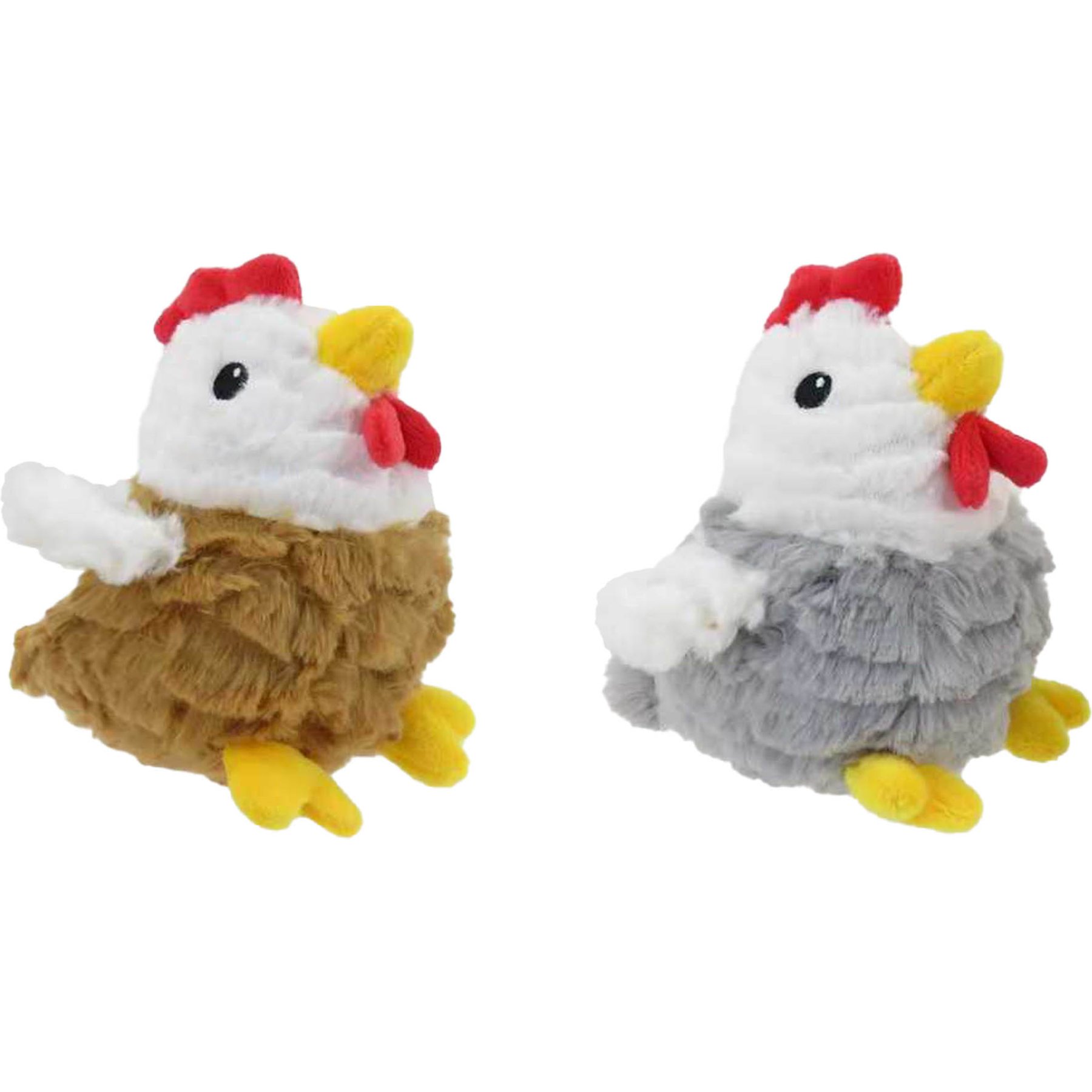 Linzy Toys Rooster Squeaky Plush Dog Toy, Brown/Gray, 5-in, 2 count