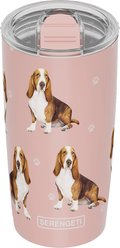E&S PETS Bassent Hound Lovers Insulated Stainless Steel Travel Mug, 20-oz, Pink