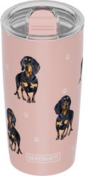 E&S PETS Dachshund Black Lovers Insulated Stainless Steel Travel Mug, 20-oz, Pink