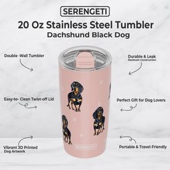 E&S PETS Dachshund Black Lovers Insulated Stainless Steel Travel Mug, 20-oz, Pink slide 2 of 5