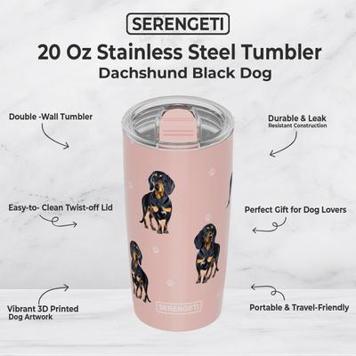 Show full view: E&S PETS Dachshund Black Lovers Insulated Stainless Steel Travel Mug, 20-oz, Pink slide 2 of 5