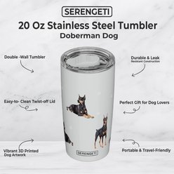 E&S PETS Doberman Lovers Insulated Stainless Steel Travel Mug, 20-oz, Gray slide 2 of 5