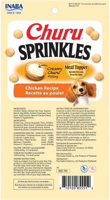 Show full view: Inaba Churu Sprinkles Chicken Recipe Grain-Free Soft & Chewy Dog Treats, 0.35-oz tube, 24 count slide 3 of 7
