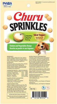 Show full view: Inaba Churu Sprinkles Chicken & Vegetable Recipe Grain-Free Soft & Chewy Dog Treats, 0.35-oz tube, 24 count slide 3 of 7