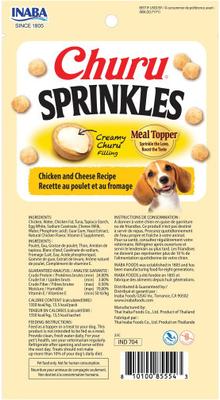 Show full view: Inaba Churu Sprinkles Chicken & Cheese Recipe Grain-Free Soft & Chewy Dog Treats, 0.35-oz tube, 24 count slide 3 of 7