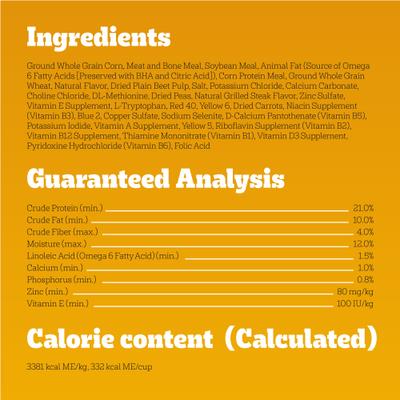 Show full view: Pedigree Complete Nutrition Grilled Steak & Vegetable Flavor Dog Kibble Adult Dry Dog Food, 20-lb bag slide 7 of 12
