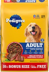 Pedigree Complete Nutrition Grilled Steak & Vegetable Flavor Dog Kibble Adult Dry Dog Food, 20-lb bag