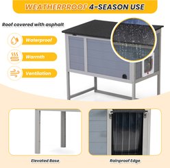 Coziwow Insulated Warm Raised Weatherproof Wood Outdoor Cat House & Condos, Grey slide 2 of 8