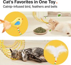 Potaroma Self Play Collapsible Unfolded with Feather & Bell Indoor Exercise Spiral Tunnel Cat Toy, Yellow, 20-in slide 2 of 6