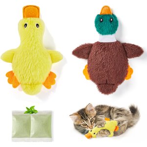 Potaroma Catnip Crinkly Sound 2 PCs Mess-Free Stuffless Cat Toy, 6.5-in, Multi-color