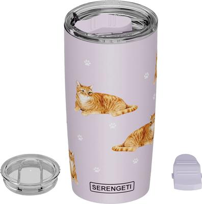 Show full view: E&S PETS Tabby Orange Lovers Insulated Stainless Steel Travel Mug, 20-oz, Purple slide 4 of 5