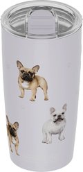 E&S PETS French Bulldog Lovers Insulated Stainless Steel Travel Mug, 20-oz, Purple