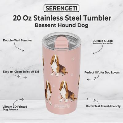 Show full view: E&S PETS Bassent Hound Lovers Insulated Stainless Steel Travel Mug, 20-oz, Pink slide 2 of 5