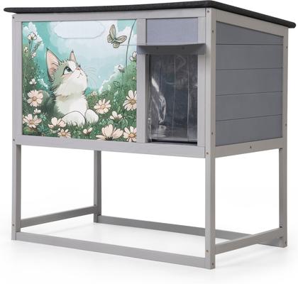 Show full view: Coziwow Insulated Warm Raised Weatherproof Wood Outdoor Cat House & Condos, Grey slide 9 of 9
