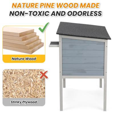 Show full view: Coziwow Insulated Warm Raised Weatherproof Wood Outdoor Cat House & Condos, Grey slide 4 of 9