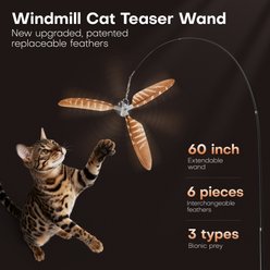 Potaroma Carbon Fiber Lightweight Retractable Interactive Feather Teaser Stick with 6 Detachable Feathers Cat Wand Toy, Multi-color slide 2 of 7