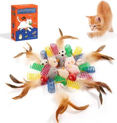 Potaroma 28 PCs Interactive Kitten Accessories with Feather Balls Cat Toy, Multi-color