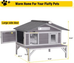 Aivituvin Feral Weatherproof Wooden Outdoor Cat House, Grey, Medium slide 2 of 7