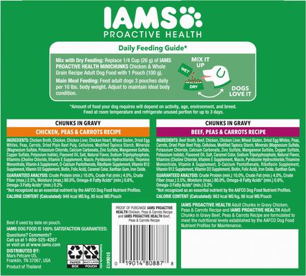 Show full view: Iams Proactive Health Adult Variety Pack Wet Dog Food, 3.5-oz pouch, case of 8 slide 3 of 10