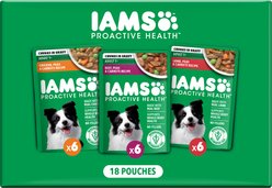 Iams Proactive Health Adult Variety Pack Wet Dog Food, 3.5-oz pouch, case of 18
