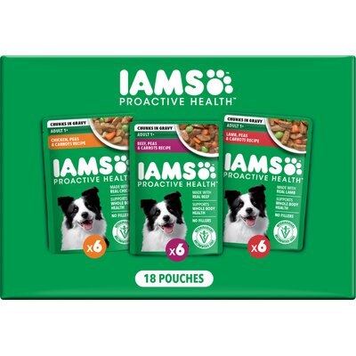 Iams Iams Proactive Health Adult Variety Pack Wet Dog Food, 3.5-oz pouch, case of 18