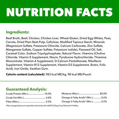 Show full view: Iams Proactive Health Adult Beef, Peas & Carrots Recipe Wet Dog Food, 3.5-oz pouch, case of 16 slide 7 of 10