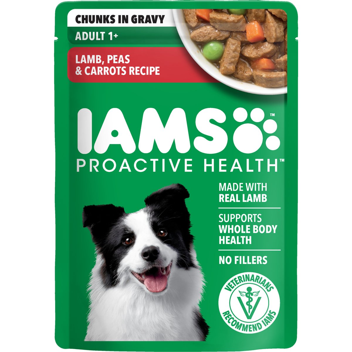 Iams Proactive Health Adult Lamb, Peas & Carrots Recipe Wet Dog Food, 3.5-oz pouch, case of 16