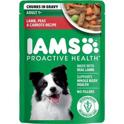Iams Iams Proactive Health Adult Lamb, Peas & Carrots Recipe Wet Dog Food, 3.5-oz pouch, case of 16
