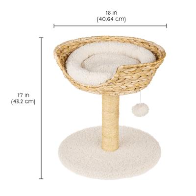 Show full view: Harry Barker 17.1-in Fleece Cat Scratcher Post with Wicker Bed & Hanging Toy, Tan slide 8 of 8