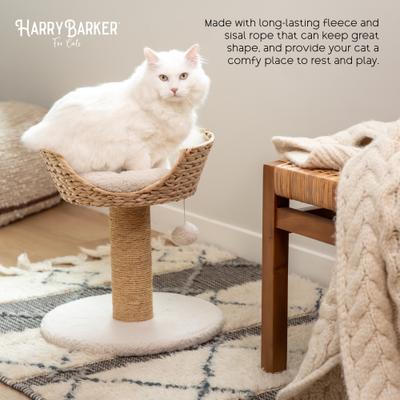Show full view: Harry Barker 17.1-in Fleece Cat Scratcher Post with Wicker Bed & Hanging Toy, Tan slide 6 of 8