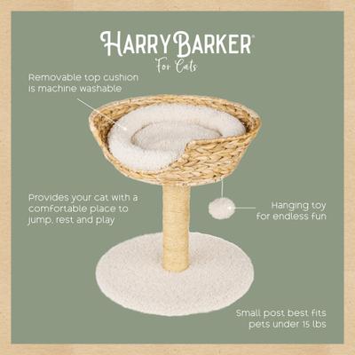 Show full view: Harry Barker 17.1-in Fleece Cat Scratcher Post with Wicker Bed & Hanging Toy, Tan slide 7 of 8