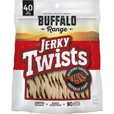 Buffalo Range Buffalo Range All Natural Grain-Free Jerky Twist Rawhide Dog Treats, 80 count bundle