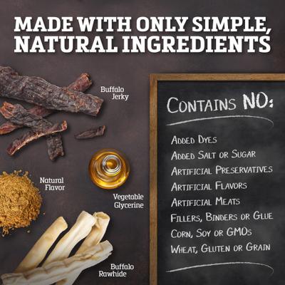 Show full view: Buffalo Range All Natural Grain-Free Jerky Twist Rawhide Dog Treats, 40 count slide 8 of 9