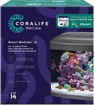 Show full view: Coralife Silicone SMART BioCube Jr. Aquarium Starter Kit, 14-gal slide 2 of 12