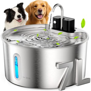 Casfuy PWL-009 Wireless Smart 3 Water Modes Stainless Steel Dog Water Fountain, 237-oz
