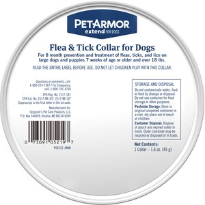 PetArmor Extend Flea & Tick Collar for Dogs, 1 Collar (8-mos. supply), over 18 lbs