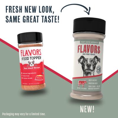 Show full view: FLAVORS Beef Recipe Freeze-Dried Grain-Free Dog Food Topper, 3.1-oz bottle slide 3 of 11