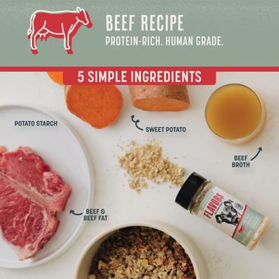 Show full view: FLAVORS Beef Recipe Freeze-Dried Grain-Free Dog Food Topper, 3.1-oz bottle slide 5 of 11