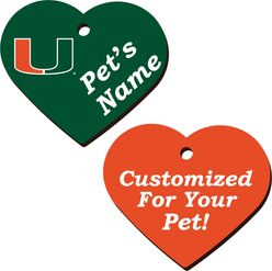 ShopInstaPets Miami Hurricanes 2 Sided Customized Dog ID Tag, Green, Heart