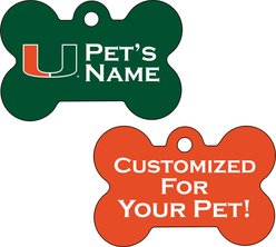 ShopInstaPets NCAA Personalized Dog Tag, Miami Hurricanes