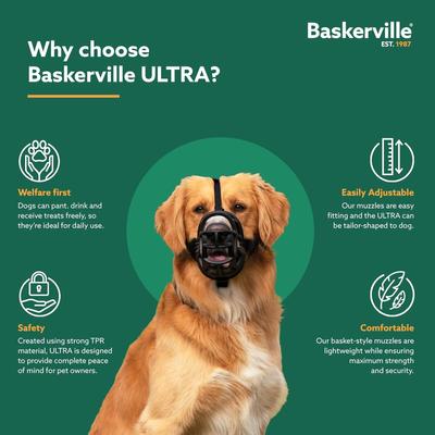 Show full view: Baskerville Ultra Dog Adjustable Basket Muzzle, Black, Size 2 slide 3 of 12