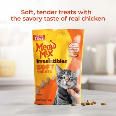 Show full view: Meow Mix Irresistibles White Meat Chicken Soft & Chewy Cat Treats, 60-oz bundle  slide 6 of 11