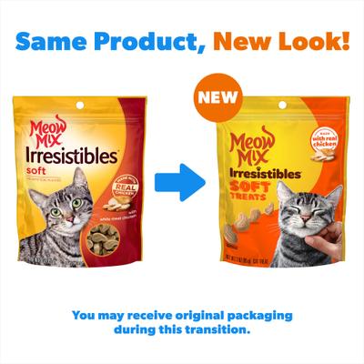 Show full view: Meow Mix Irresistibles White Meat Chicken Soft & Chewy Cat Treats, 3-oz bag slide 3 of 10