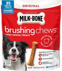 Milk-Bone Original Brushing Chews Small/Medium Chicken Flavor Daily Dental Dog Treats, 35 count