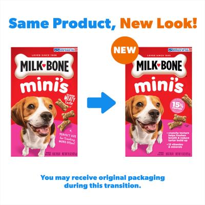 Show full view: Milk-Bone Mini's Original Dog Biscuits Treats, 15-oz bag, case of 6 slide 3 of 12