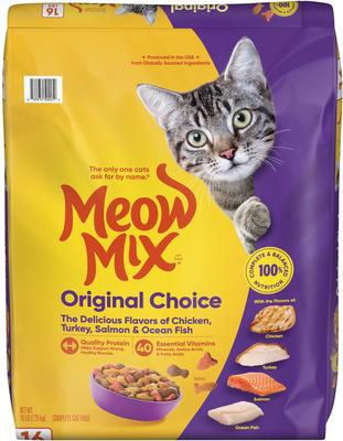 Show full view: Meow Mix Original Choice Dry Food, 16-lb bag + Temptations Classic Tasty Chicken Flavor Cat Treats slide 2 of 10
